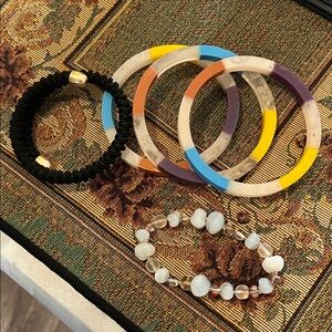 Multicolor Resin and Bead Bracelet Set for Women new